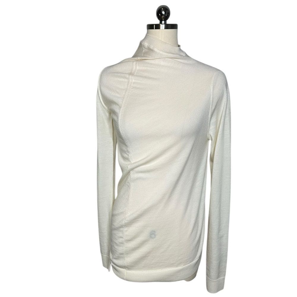 Jil Sander Ivory Wool Asymmetric Long Knit Sweater| Size S